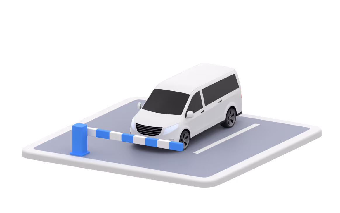 Illustration of a shared minivan parked in a CT Mobility space, representing automated vehicle rentals without the need for telematics