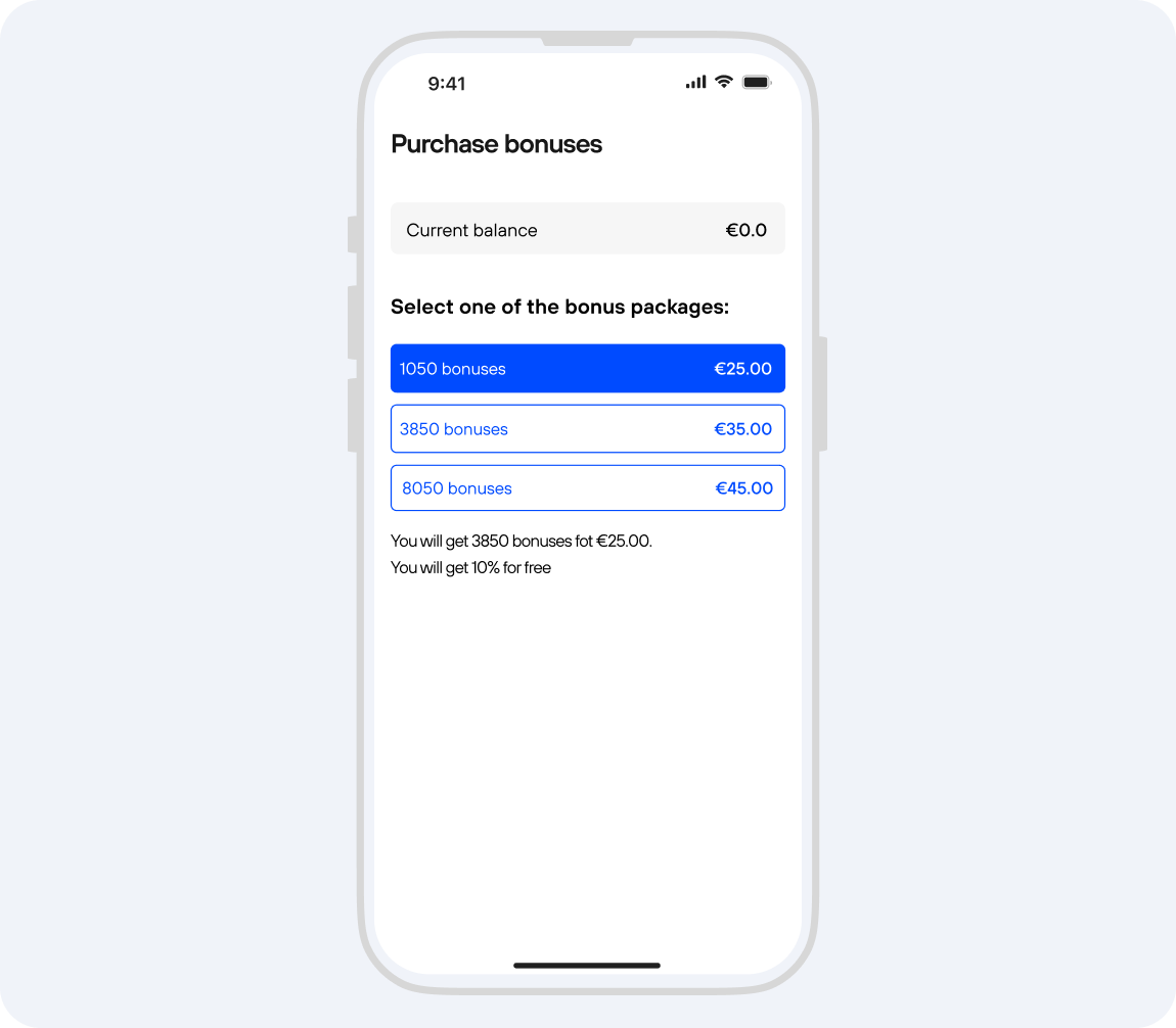 Flexible Bonus Packages for Users