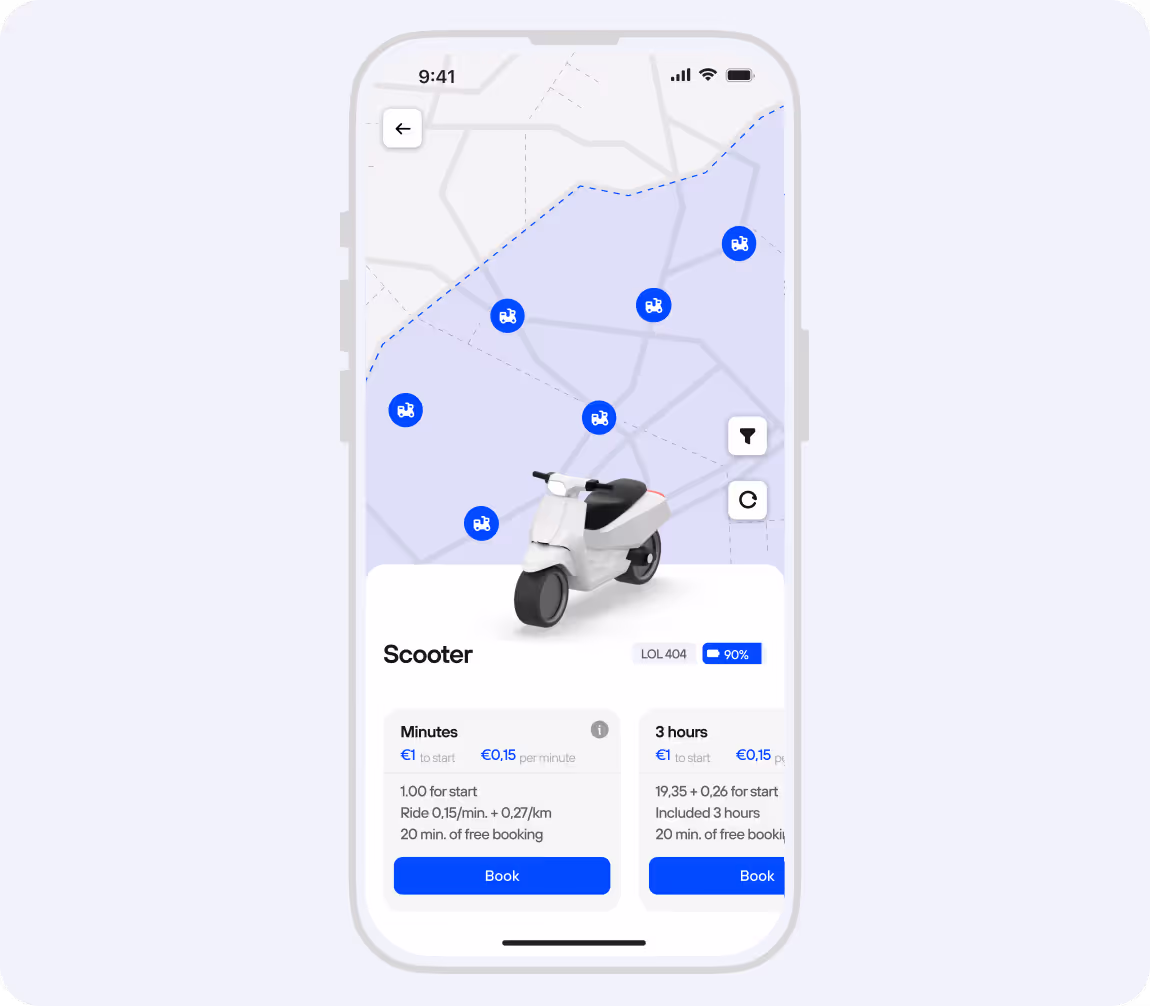 E-moped sharing app under your brand - Moped Sharing Software