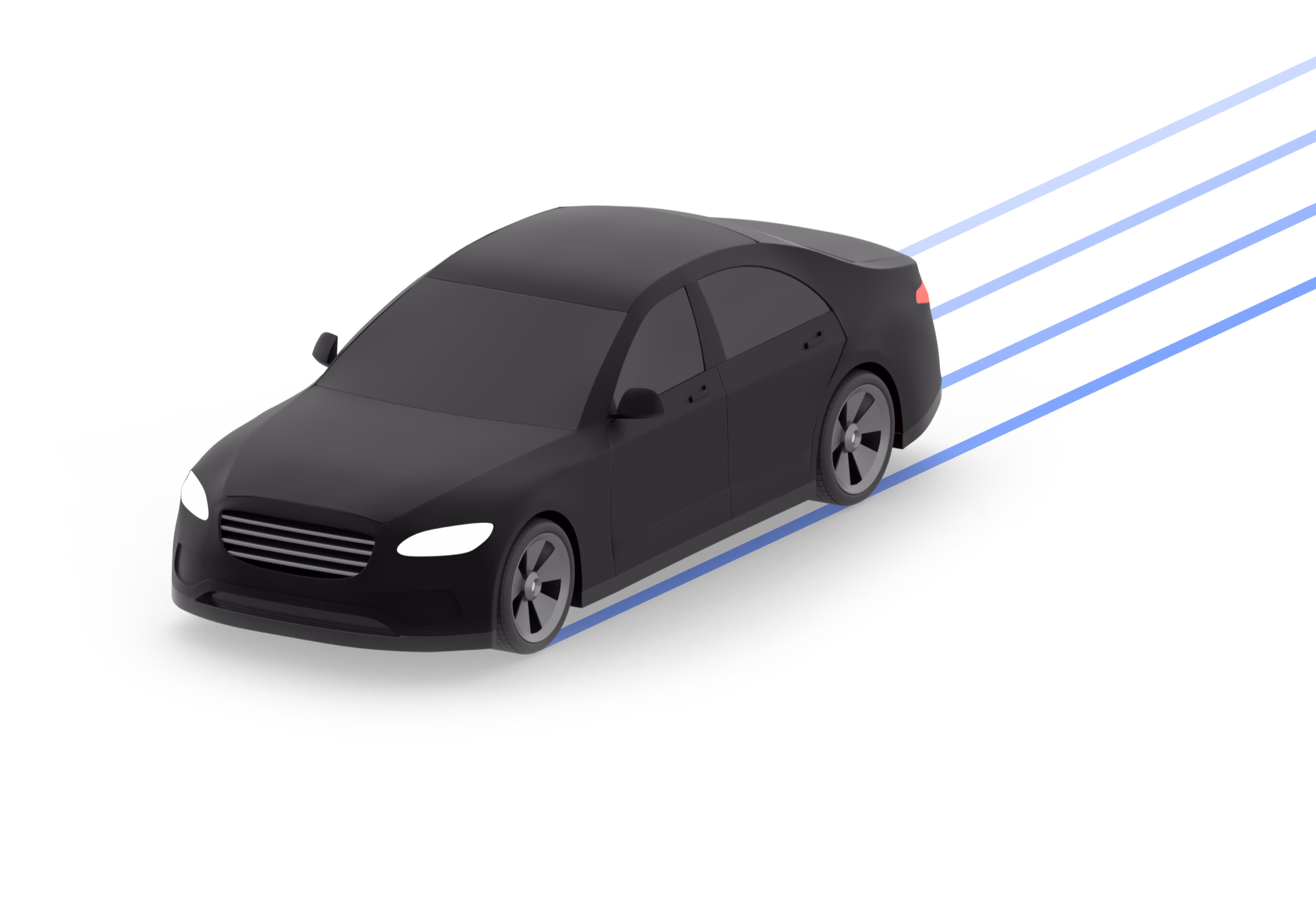 3D-rendered black electric vehicle with blue motion lines, representing eco-friendly transportation in the footer section of the CT Mobility website.