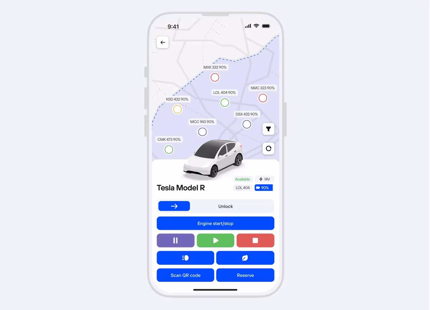 Fleet management app providing real-time monitoring and control of vehicles.