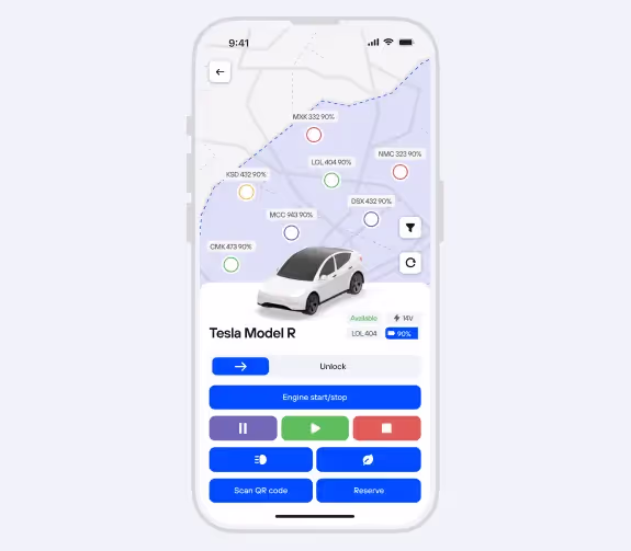 Fleet management app providing real-time monitoring and control of vehicles.